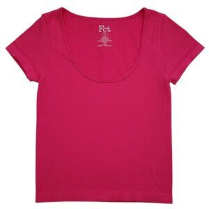 Y2K Ribbed Top Scoop Neck Fct With Love Hot Pink Small Coquette Minimalist